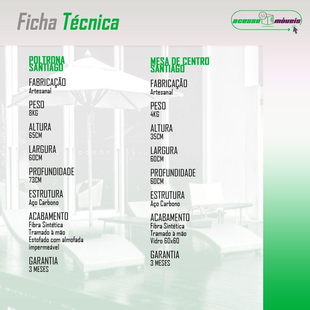 Conjunto De 2 Poltronas Em Fibra Sintética E Mesa De Centro Marrom - 6