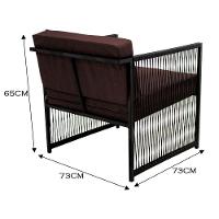 Conjunto De 2 Poltronas Em Fibra Sintética E Mesa De Centro Marrom