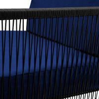 Conjunto De 2 Poltronas Em Fibra Sintética E Mesa De Centro Azul - 2