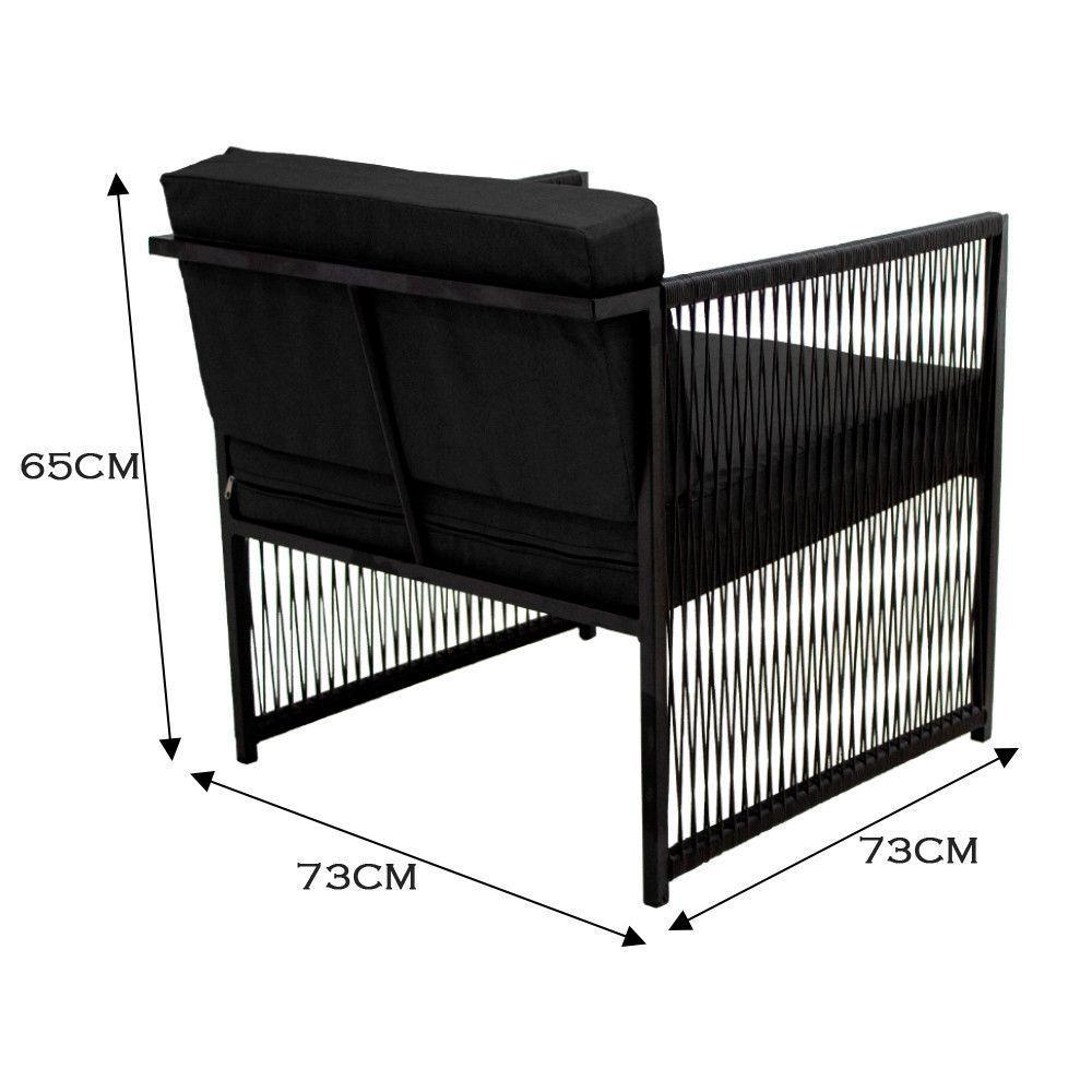 Conjunto De 2 Poltronas Em Fibra Sintética E Mesa De Centro Preto - 5