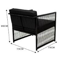 Conjunto De 2 Poltronas Em Fibra Sintética E Mesa De Centro Preto - 5