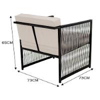 Conjunto De 2 Poltronas Em Fibra Sintética E Mesa De Centro Branco - 3