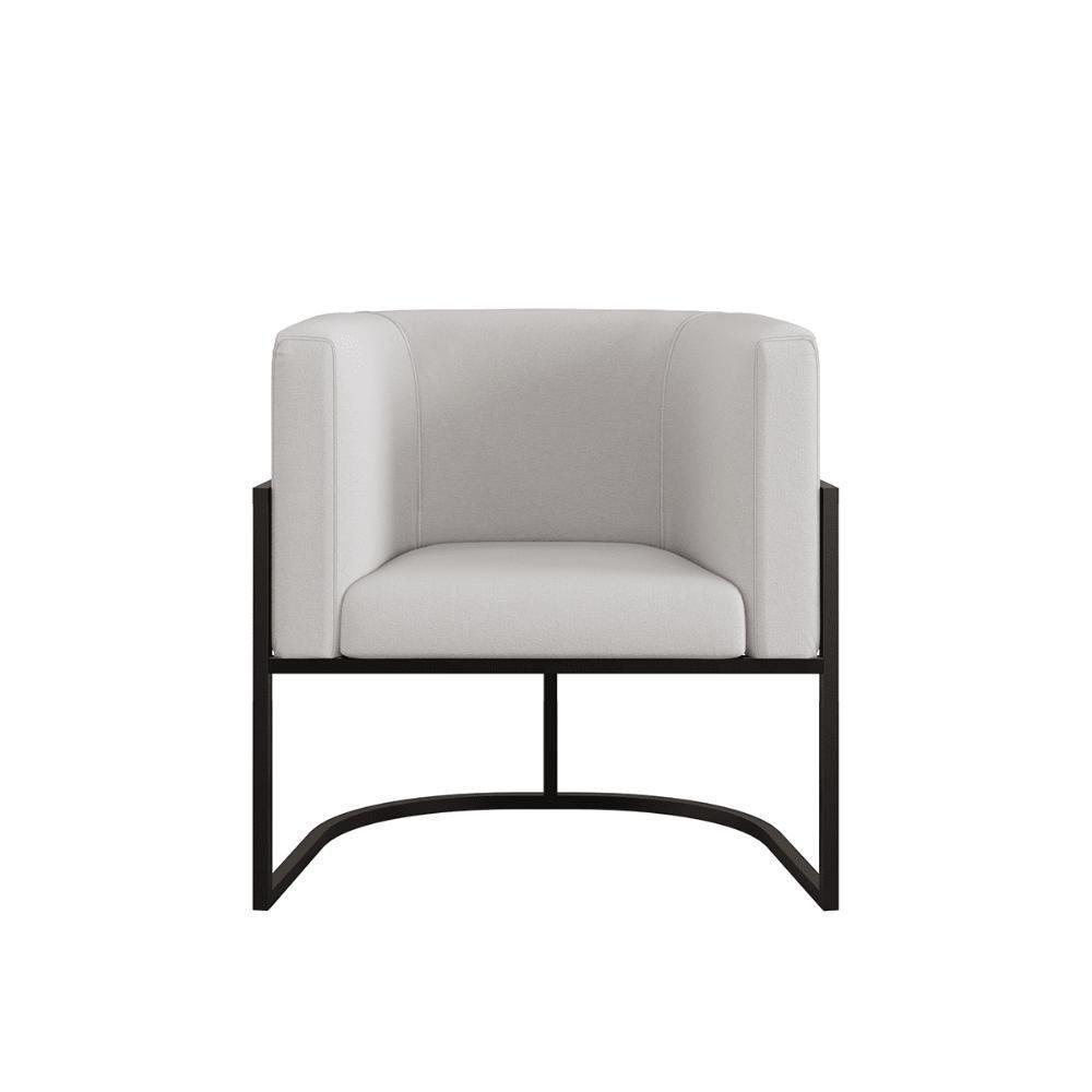 Kit 02 Poltronas Lua Com Base De Metal Black Sala Veludo Bege - 3