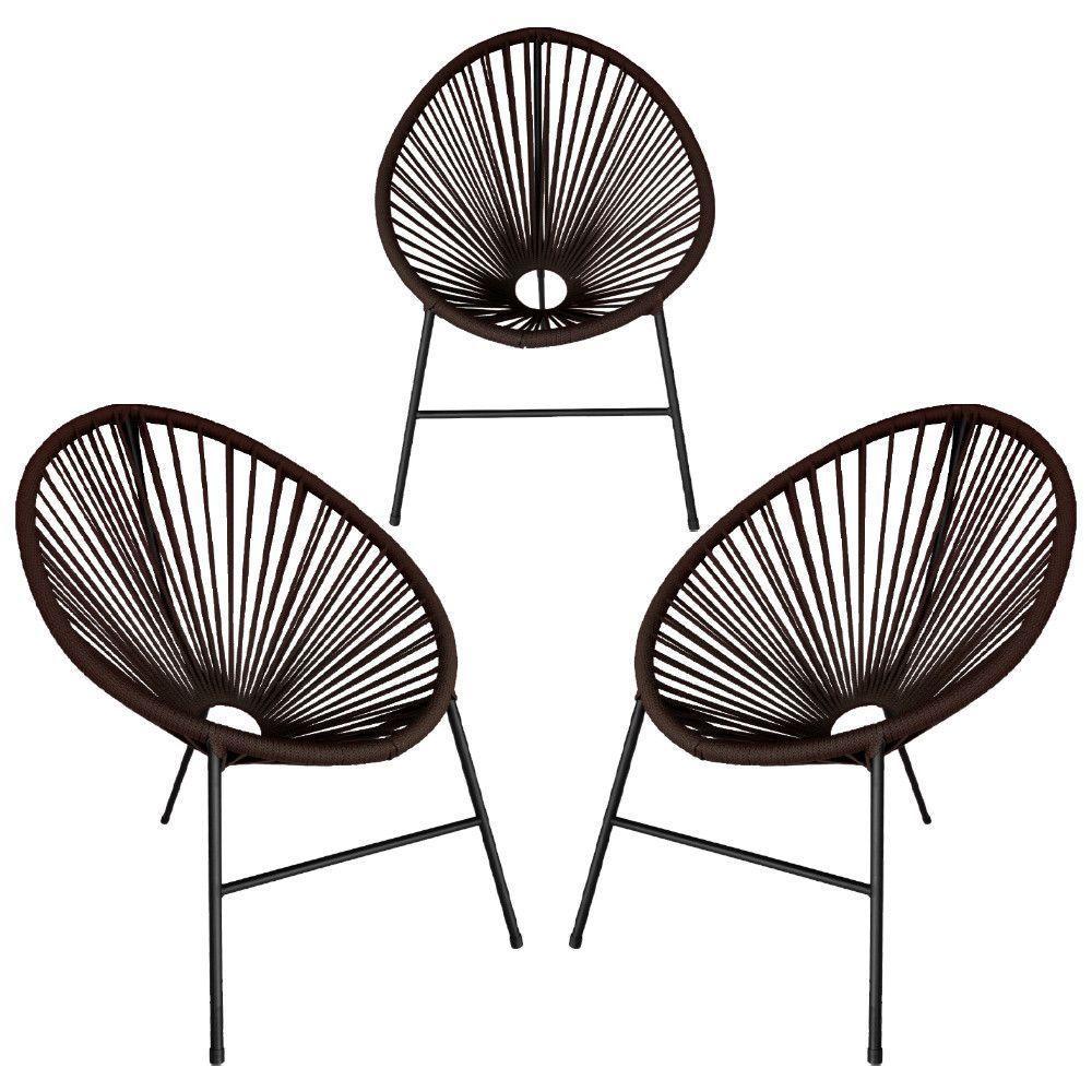 Conjunto 3 Cadeiras Para Area Externa Acapulco Aço Carbono Marrom - 1
