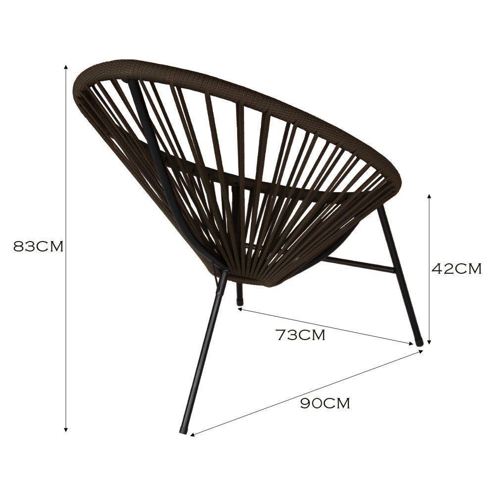 Conjunto 3 Cadeiras Para Area Externa Acapulco Aço Carbono Marrom - 3