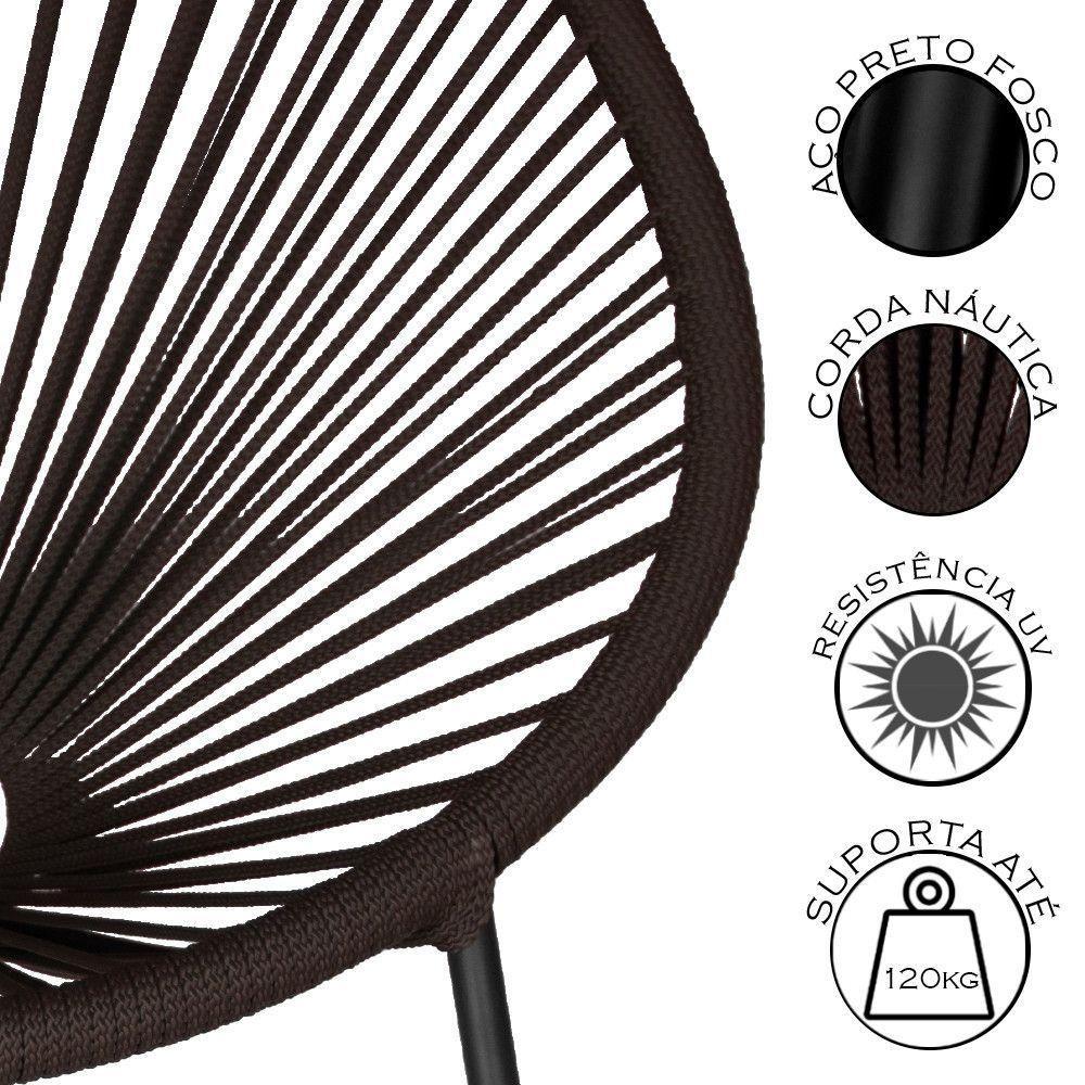 Conjunto 3 Cadeiras Para Area Externa Acapulco Aço Carbono Marrom - 6
