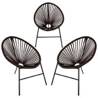 Conjunto 3 Cadeiras Para Area Externa Acapulco Aço Carbono Marrom - 1