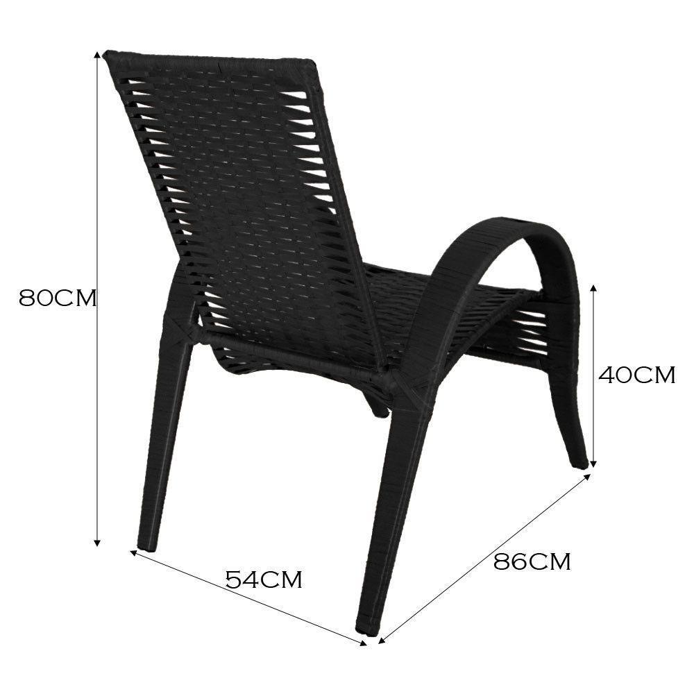 Conjunto Mesa De Centro 4 Cadeiras Vitória área Externa Preto - 3