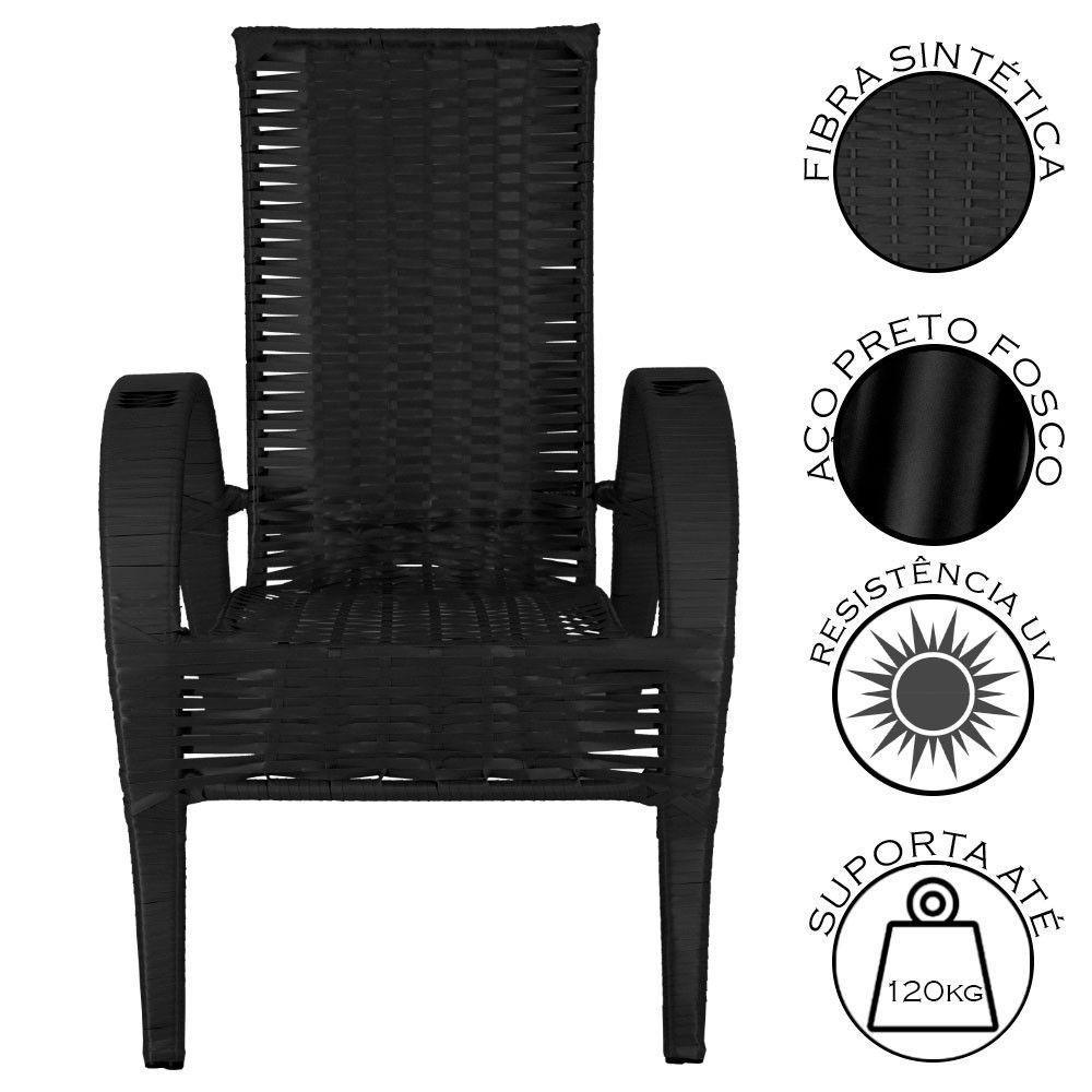 Conjunto Mesa De Centro 4 Cadeiras Vitória área Externa Preto - 4