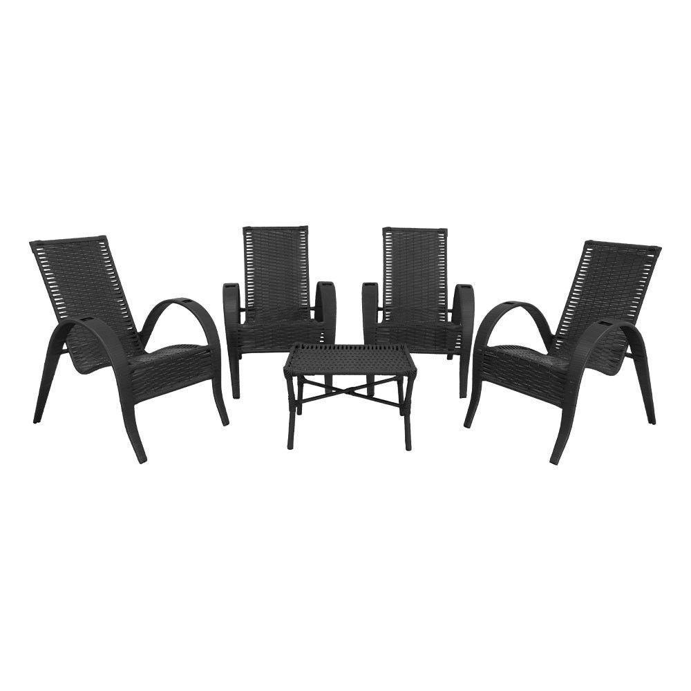Conjunto Mesa De Centro 4 Cadeiras Vitória área Externa Preto - 9