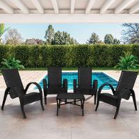 Conjunto Mesa De Centro 4 Cadeiras Vitória área Externa Preto - 1