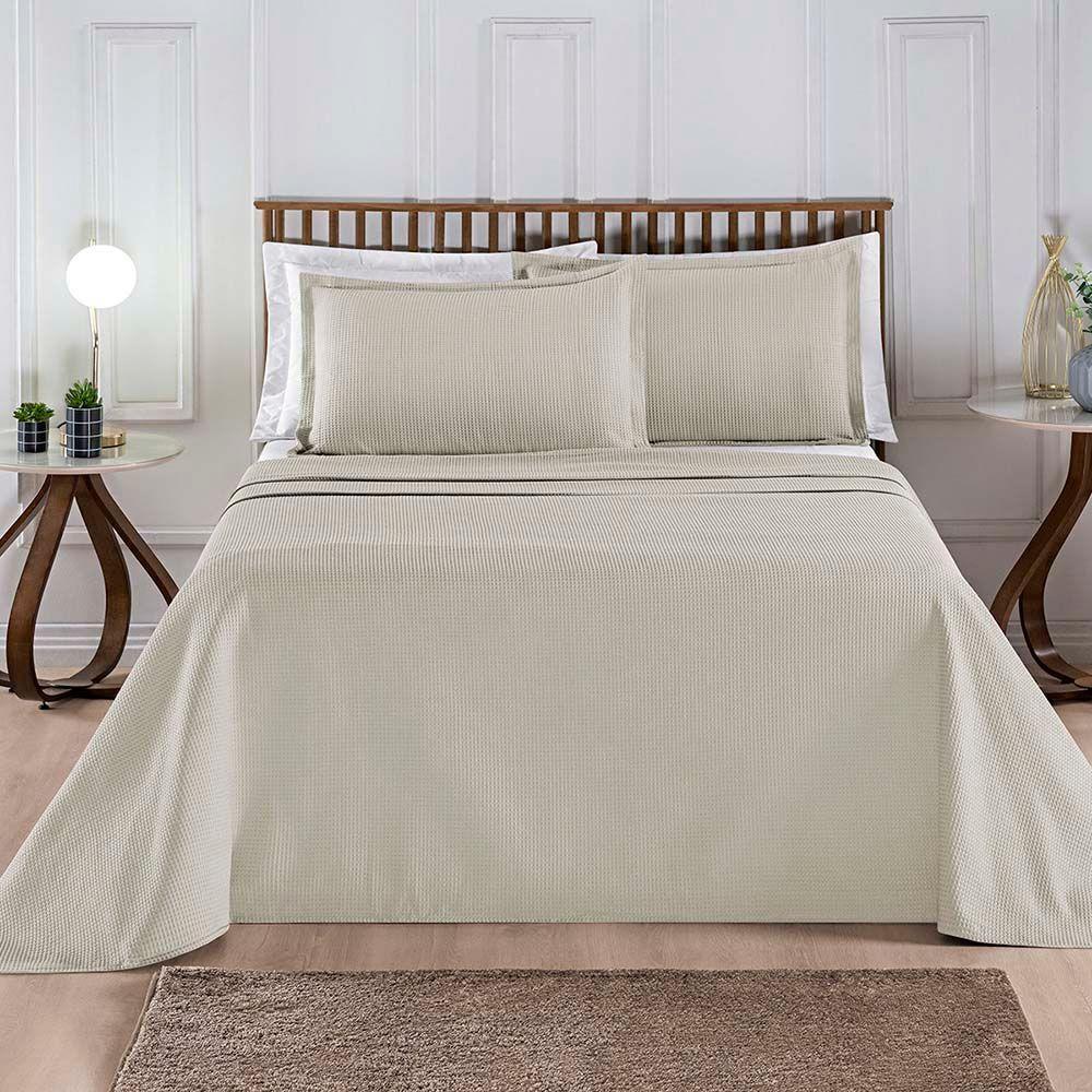 Kit Cobre Leito Colcha Sorento Casal 3 Peças Piquet 100% Algodão Premium - Fendi - 2