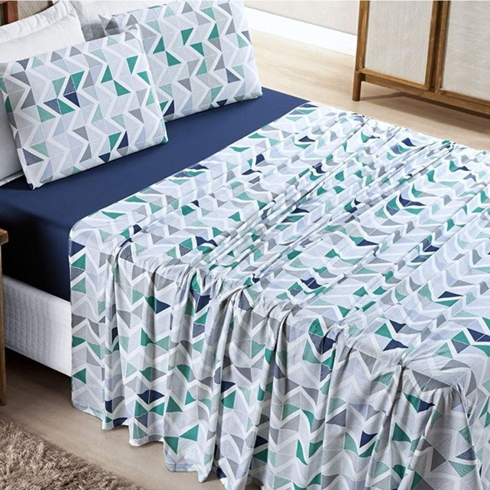 Jogo Lençol Casal Malha Milly 4 Pçs Geom - 1