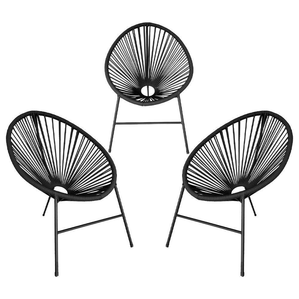 Conjunto 3 Cadeiras Para Area Externa Acapulco Aço Carbono Preto - 1