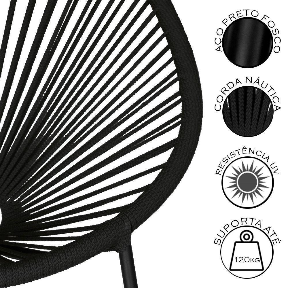 Conjunto 3 Cadeiras Para Area Externa Acapulco Aço Carbono Preto - 6