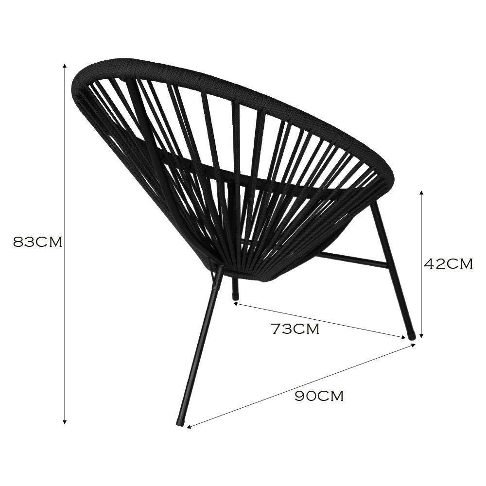 Conjunto 3 Cadeiras Para Area Externa Acapulco Aço Carbono Preto - 10
