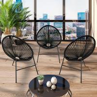 Conjunto 3 Cadeiras Para Area Externa Acapulco Aço Carbono Preto - 8