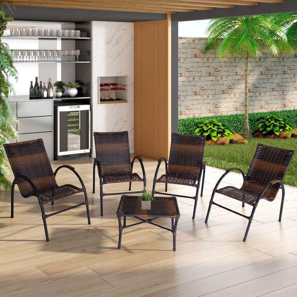 Conjunto De Mesa De Centro 4 Cadeiras ônix Para área Externa Pedra Ferro - 1