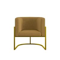 Kit 02 Poltronas Lua Sala Decorativa Base De Ferro Gold Capuccino