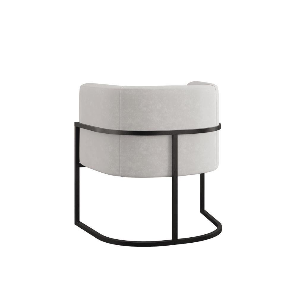 Kit 02 Poltronas Lua Sala Decorativa Base De Ferro Black Bege - 2