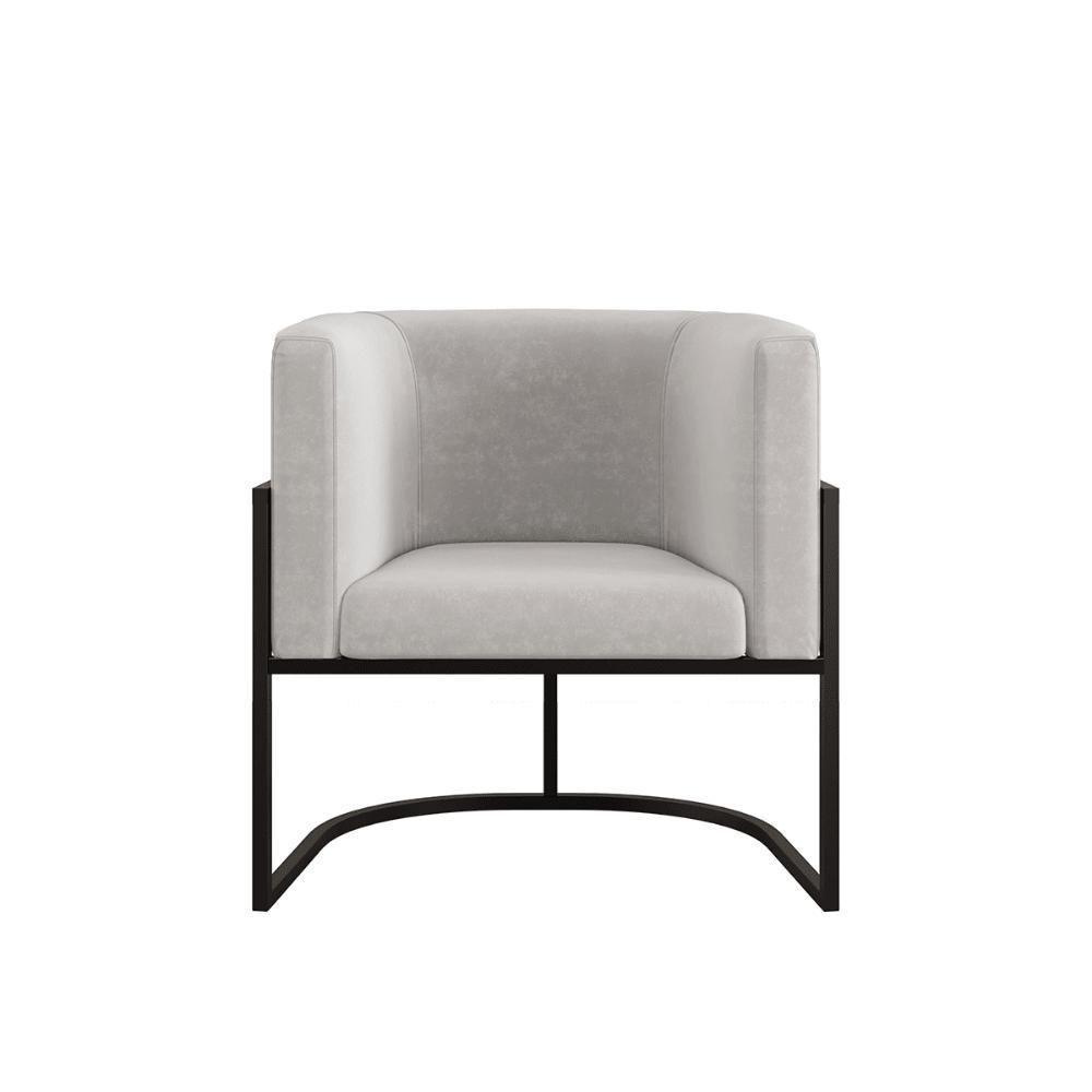 Kit 02 Poltronas Lua Sala Decorativa Base De Ferro Black Bege - 3