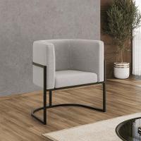 Kit 02 Poltronas Lua Sala Decorativa Base De Ferro Black Bege - 6