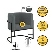 Kit 02 Poltronas Lua Sala Decorativa Base De Ferro Black Cinza - 5