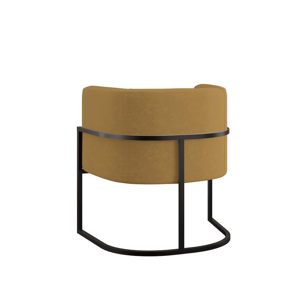 Kit 02 Poltronas Lua Sala Decorativa Base De Ferro Black Capuccino - 2