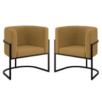 Kit 02 Poltronas Lua Sala Decorativa Base De Ferro Black Capuccino - 1