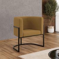 Kit 02 Poltronas Lua Sala Decorativa Base De Ferro Black Capuccino - 6