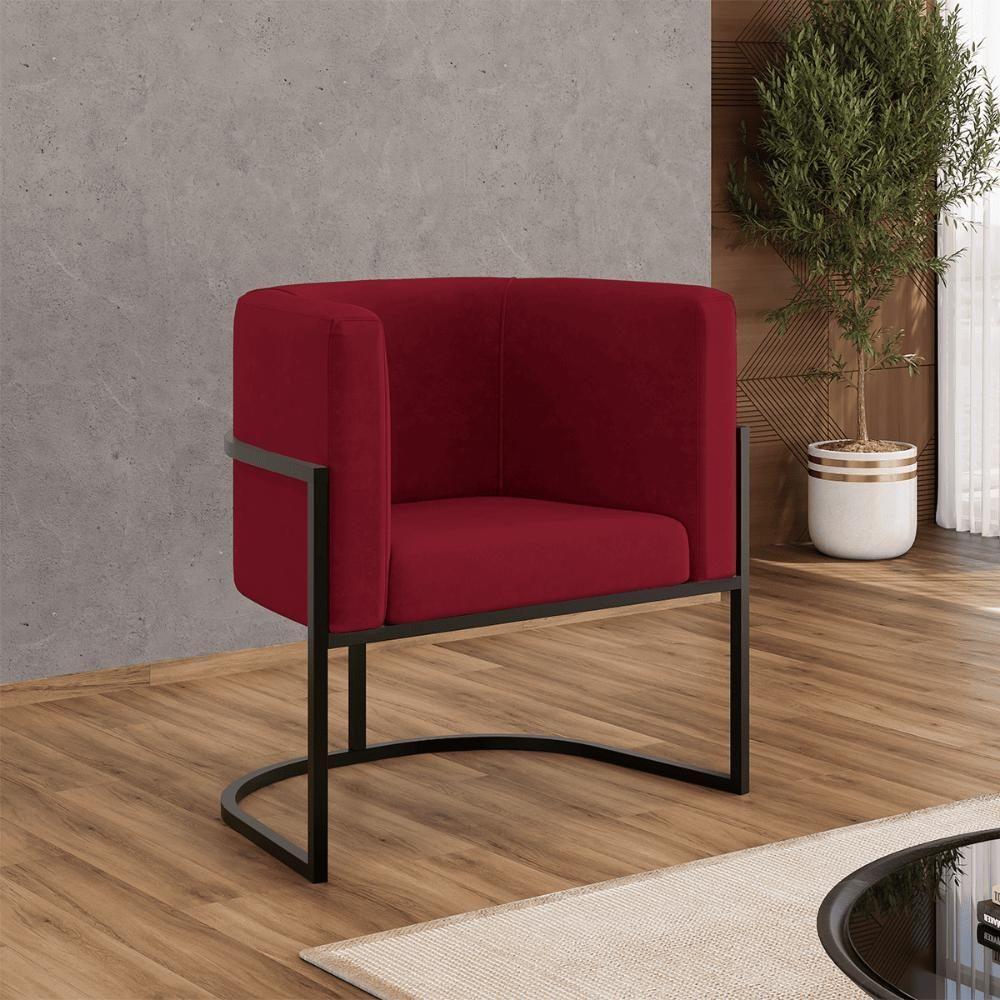 Kit 02 Poltronas Lua Sala Decorativa Base De Ferro Black Marsala - 6