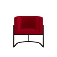 Kit 02 Poltronas Lua Sala Decorativa Base De Ferro Black Vermelho - 3