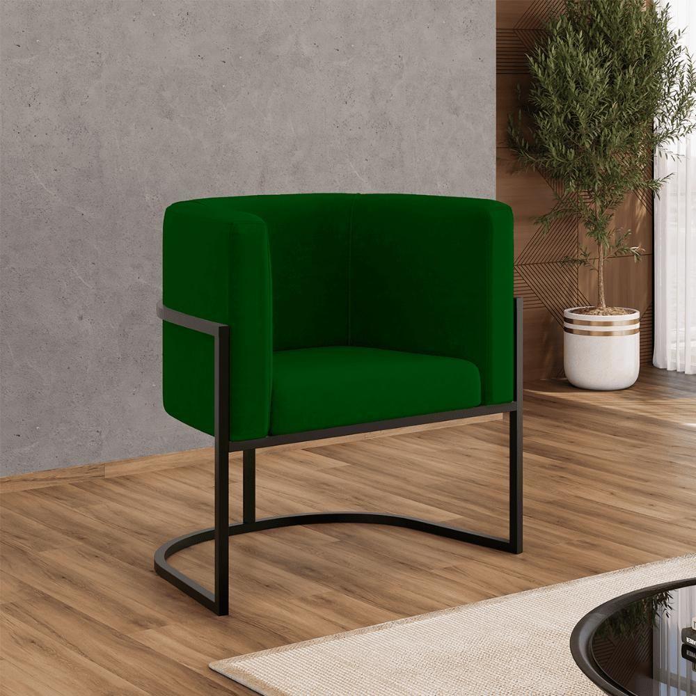 Kit 02 Poltronas Lua Sala Decorativa Base De Ferro Black Verde - 6