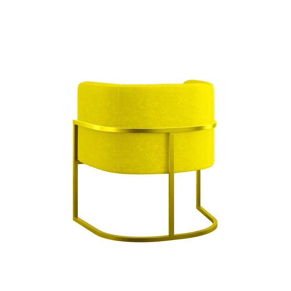 Kit 02 Poltronas Lua Sala Decorativa Base De Ferro Gold Amarelo - 2