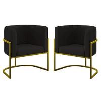 Kit 02 Cadeiras Poltrona Lua Para Sala Quarto Balaqui Decor Preto - 1