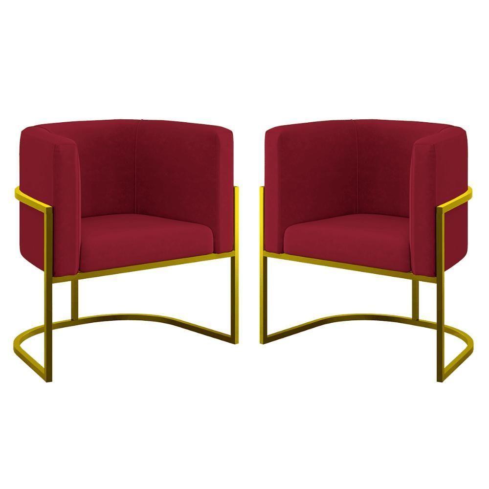 Kit 02 Cadeiras Poltrona Lua Para Sala Quarto Balaqui Decor Marsala - 1