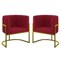 Kit 02 Cadeiras Poltrona Lua Para Sala Quarto Balaqui Decor Marsala - 1