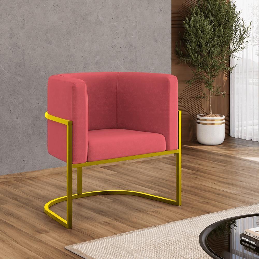 Kit 02 Cadeiras Poltrona Lua Para Sala Quarto Balaqui Decor Rosa - 2