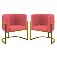 Kit 02 Cadeiras Poltrona Lua Para Sala Quarto Balaqui Decor Rosa - 1