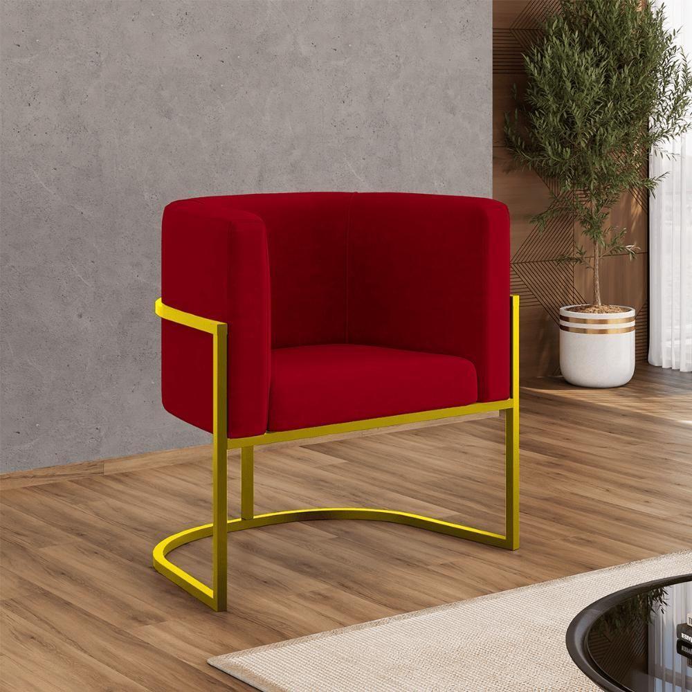 Kit 02 Cadeiras Poltrona Lua Para Sala Quarto Balaqui Decor Vermelho - 6