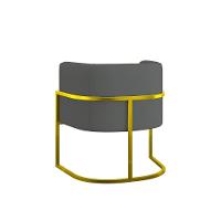 Kit 02 Poltronas Lua Sala Decorativa Base Ferro Gold Veludo Cinza - 3