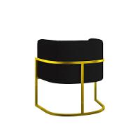 Kit 02 Poltronas Lua Sala Decorativa Base Ferro Gold Veludo Preto - 3