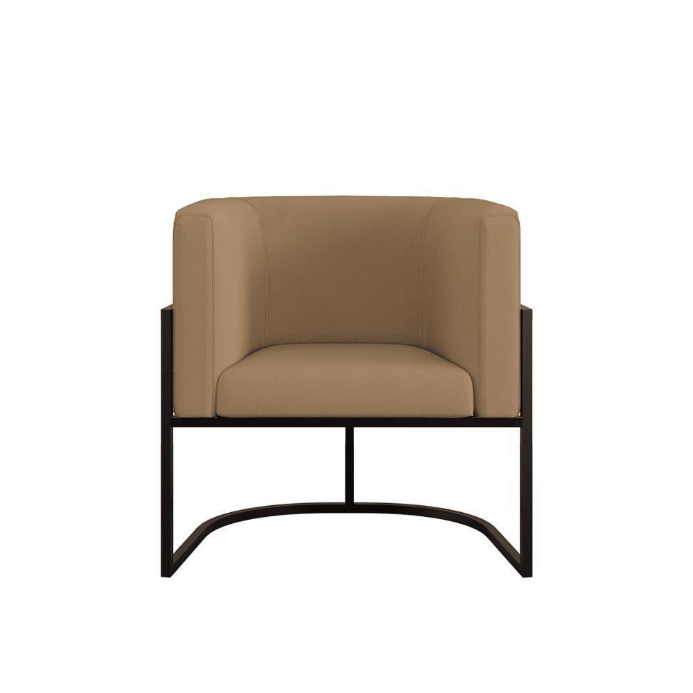 Kit 02 Poltronas Lua Sala Decorativa Base Ferro Black Veludo Capuccino - 3