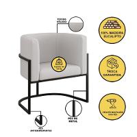 Kit 02 Poltronas Lua Sala Decorativa Base Ferro Black Veludo Bege - 5
