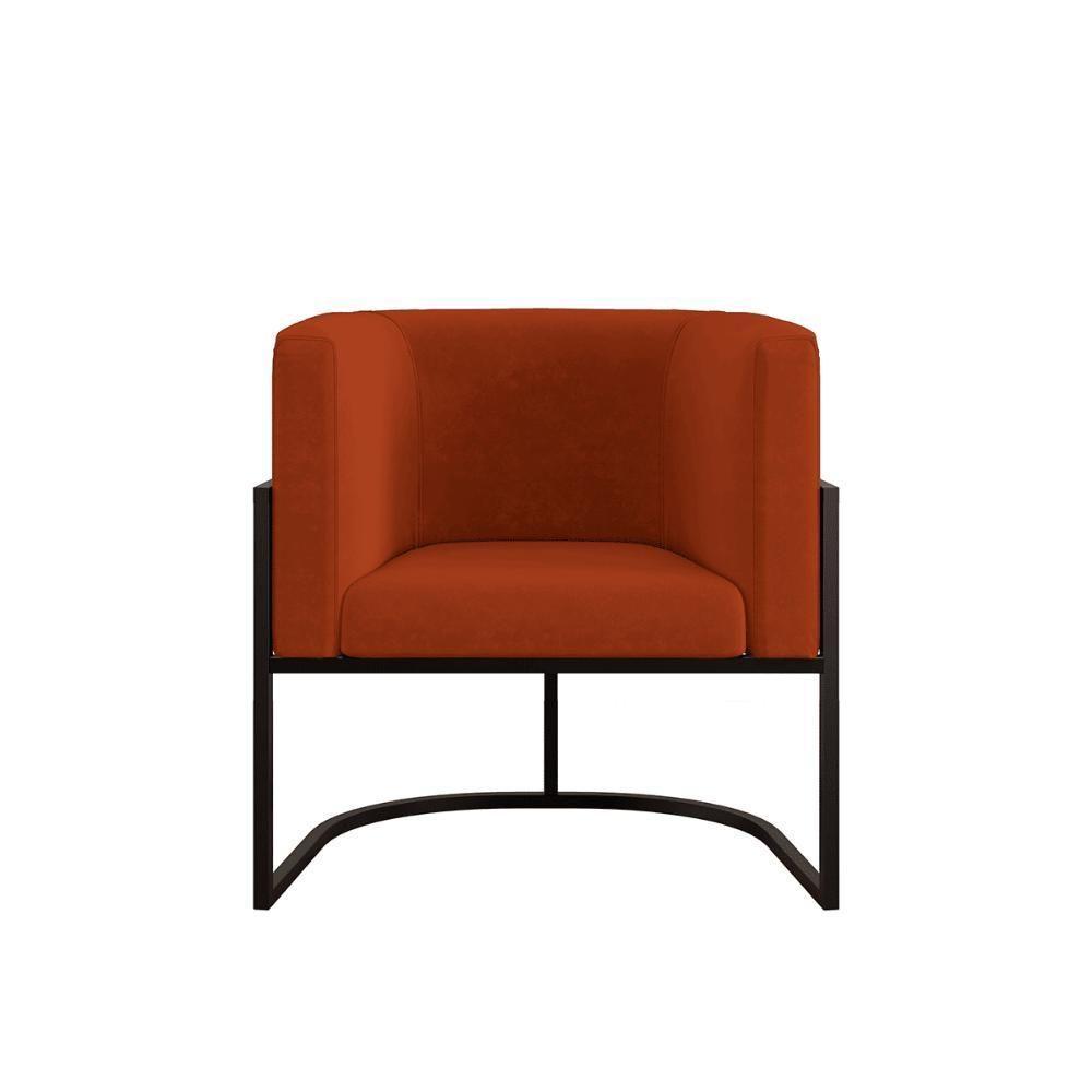 Kit 02 Poltronas Lua Com Base De Metal Black Sala Reforçada Terracota - 3