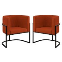 Kit 02 Poltronas Lua Com Base De Metal Black Sala Reforçada Terracota - 1