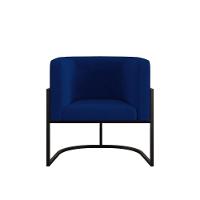 Kit 02 Cadeiras Poltrona Lua Para Sala Quarto Balaqui Decor Azul Marinho - 3