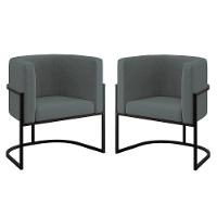 Kit 02 Cadeiras Poltrona Lua Para Sala Quarto Balaqui Decor Cinza - 1