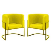 Kit 02 Cadeiras Poltrona Lua Para Sala Quarto Balaqui Decor Amarelo - 1