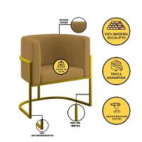 Kit 02 Poltronas Lua Com Base De Metal Gold Sala Reforçada Capuccino - 5